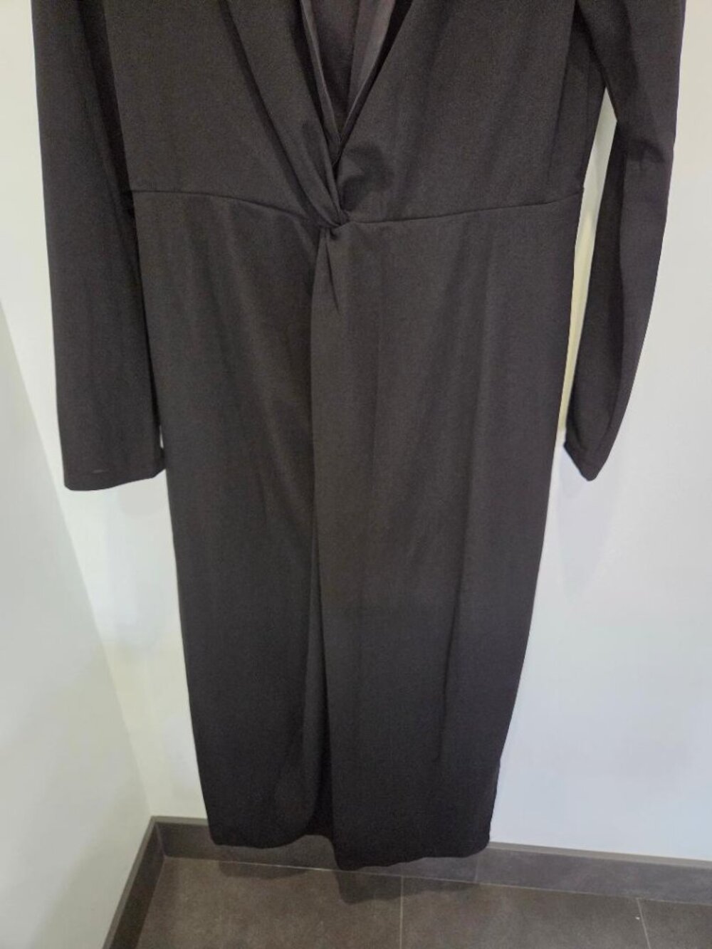 Uoozee New Black Tuxedo Style Twist Knot Front Long Maxi Dress/5% Elastane  XL - Picture 9 of 13
